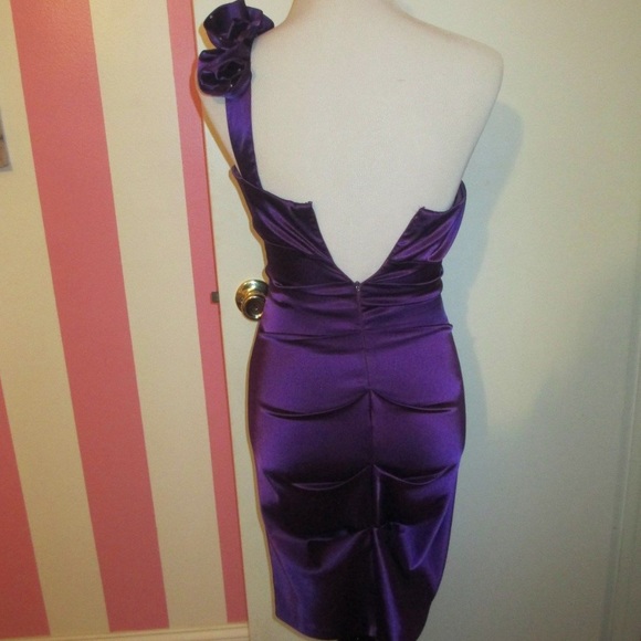 Stacy Sklar Purple Cocktail Ruched Dress SIZE 5 - Picture 4 of 6